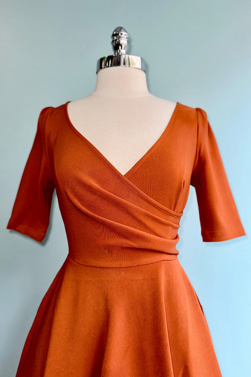 Burnt Orange Surplice Dress by Voodoo Vixen