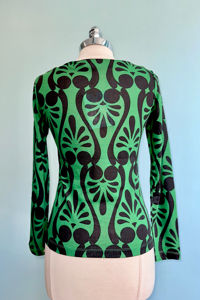 Black and Green Bateau Neck Top by Compania Fantastica