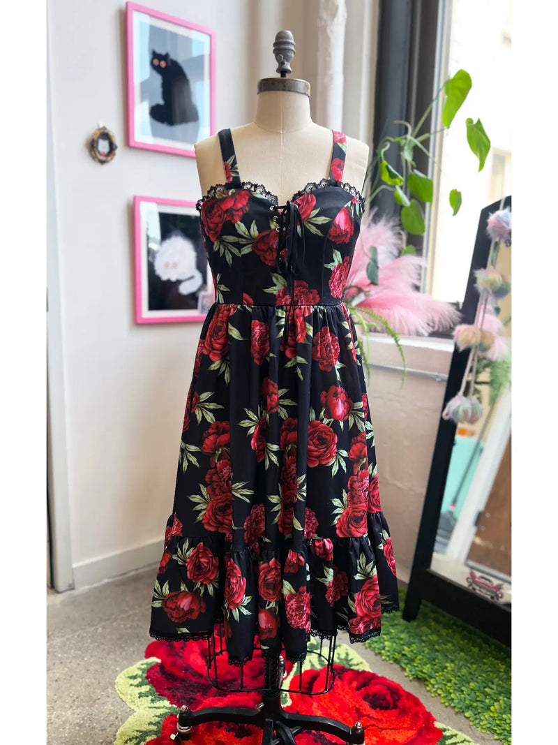 Heidi Dress in Red Floral by Wax Poetic