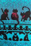 Teal Black Cats and Snowflakes Sweater