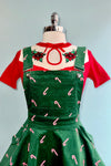 Green Candy Cane Corduroy Pinafore Skirt