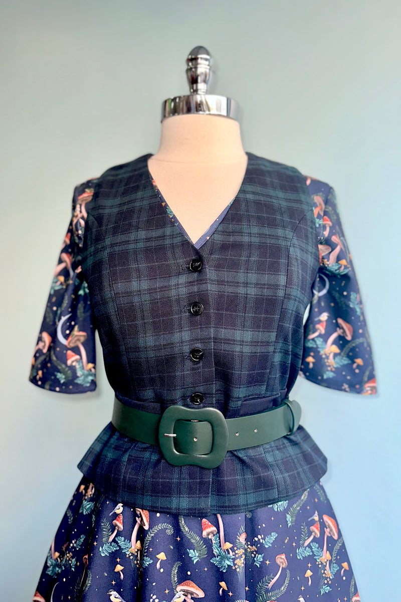 Navy and Green Plaid Vest by Molly Bracken