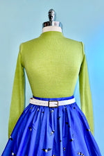 Lime Ribbed Knit High Collar Sweater by Compania Fantastica