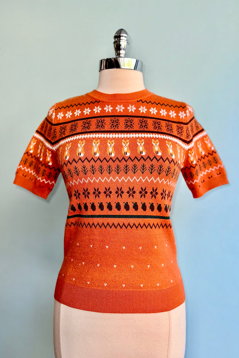 Rust Vixey Fox Sweater by Hell Bunny