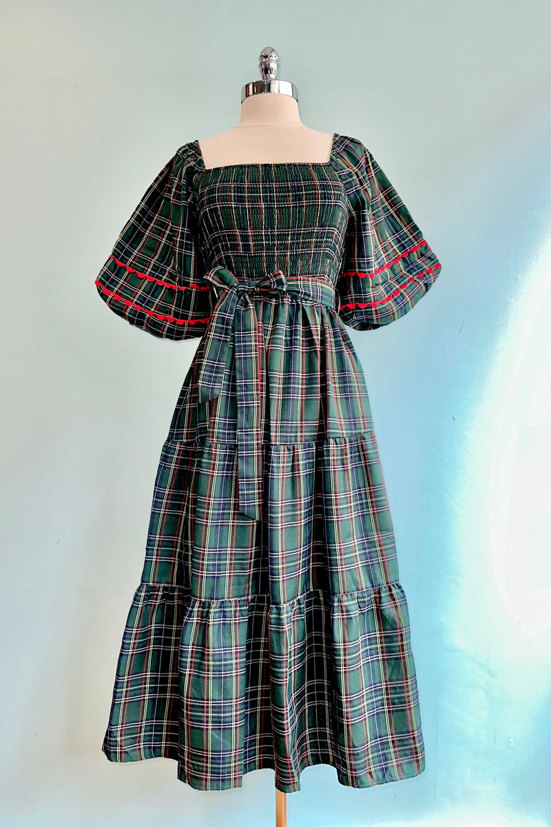 plaid smock dress Green Smocked Midi – Modern Millie Made from breathable cotton Colors:Grey Polka Dot Wedding Dresses Already Broken STD13844PG KELLY BLUE MULTI