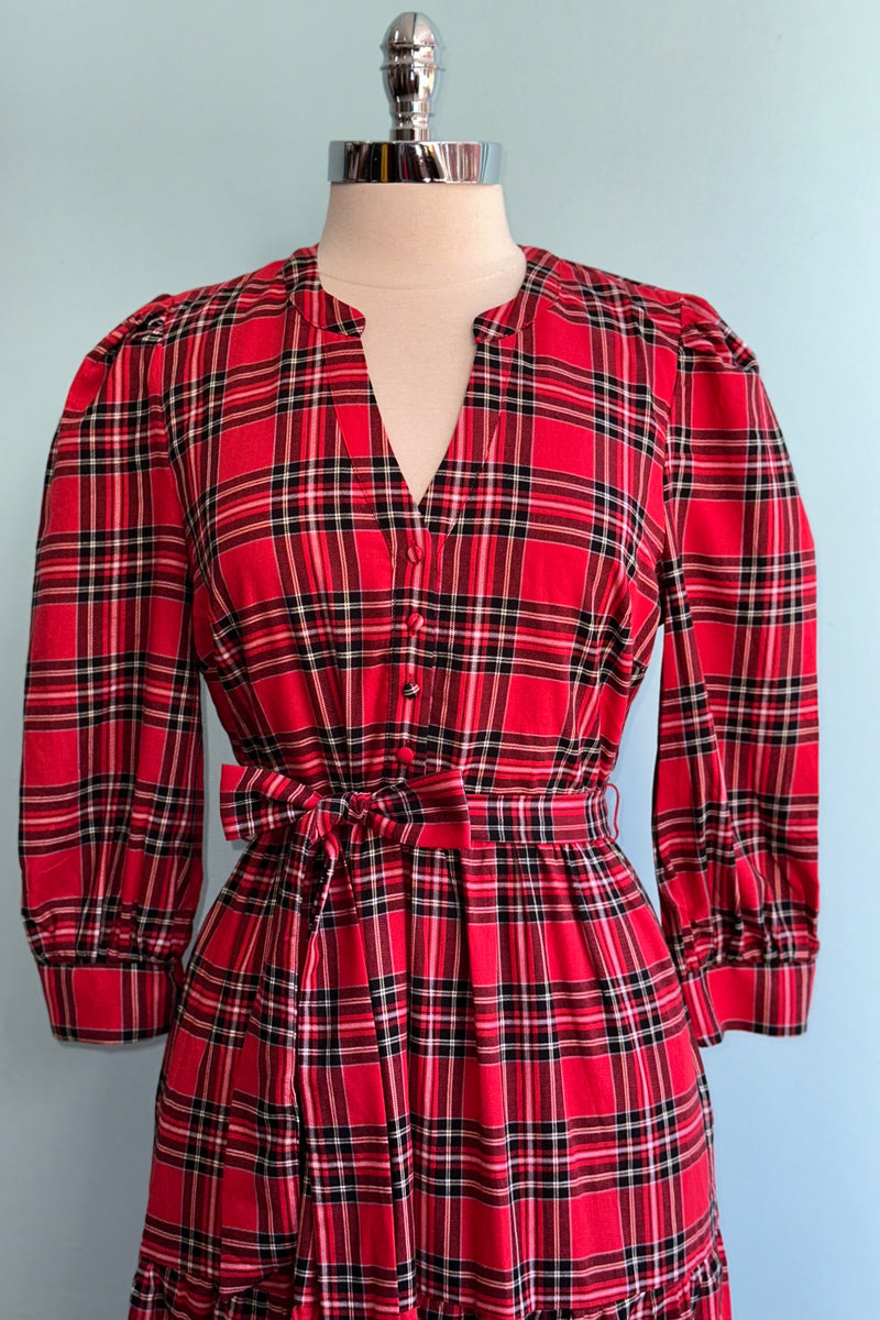 Red Plaid Shirtwaist Yanis Dress Modern Millie Red Plaid Shirtwaist Yanis Dress Modern Millie