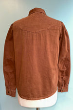 Mocha Denim Puff Sleeve Button Down Top