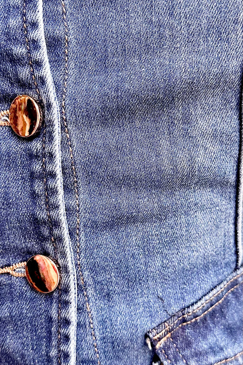 Denim Button Front Tank Vest