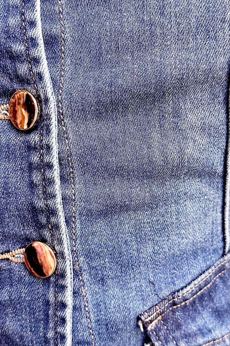Denim Button Front Tank Vest