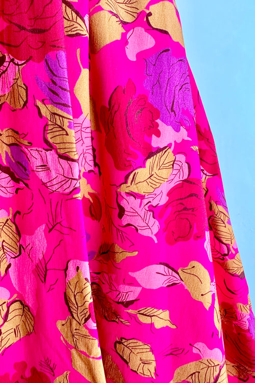 Pink and and Red Floral Bengaline Dress