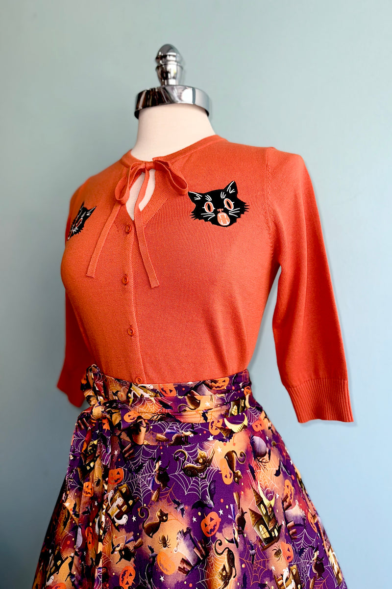 Orange Scaredy Cat Mia Cardigan by Banned