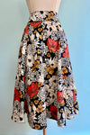 Navy and Orange Daisy Print Midi Skirt by Apsara