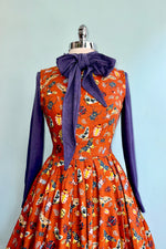 Purple Long Sleeve Tie Neck Jersey Top by Compania Fantastica