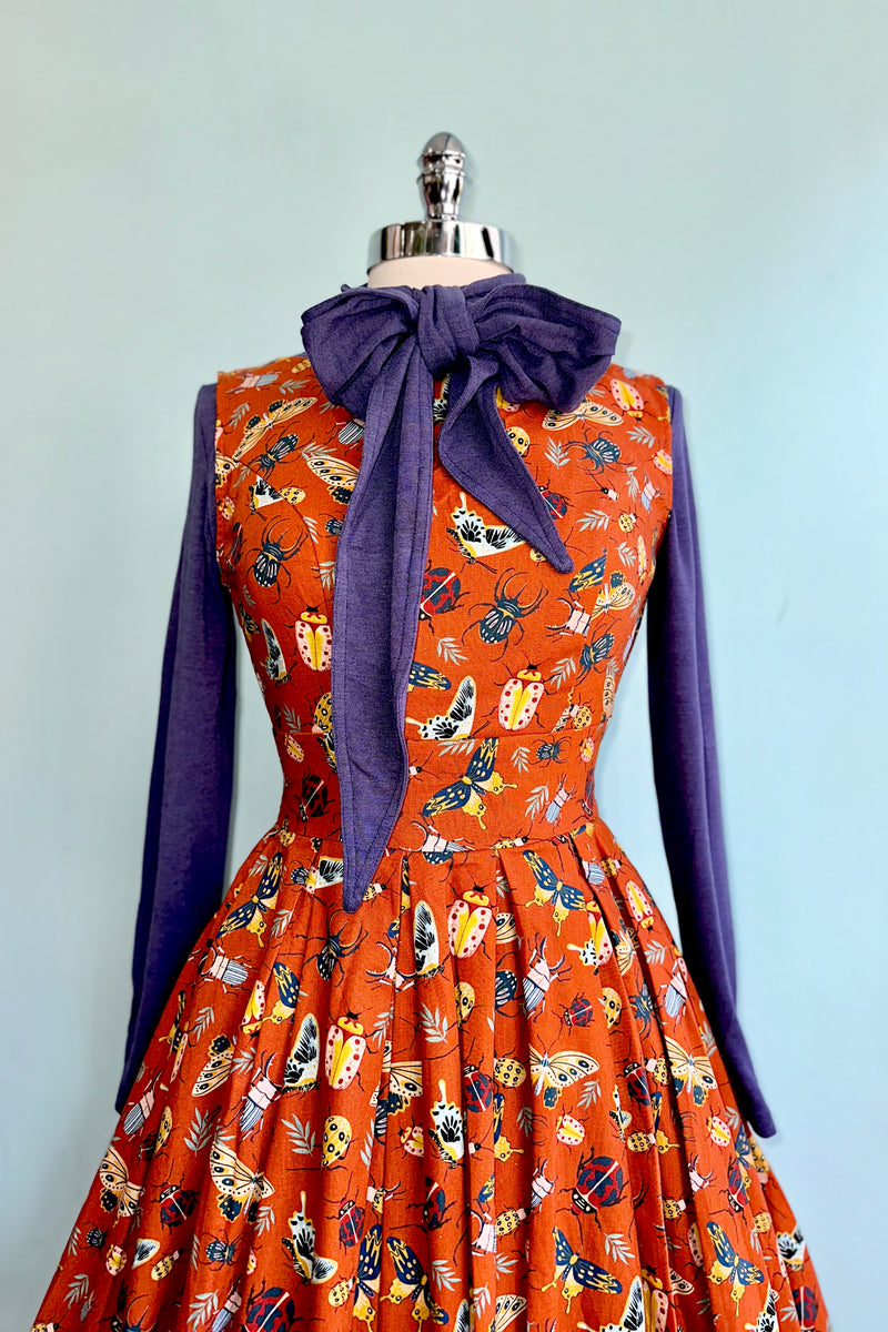 Purple Long Sleeve Tie Neck Jersey Top by Compania Fantastica