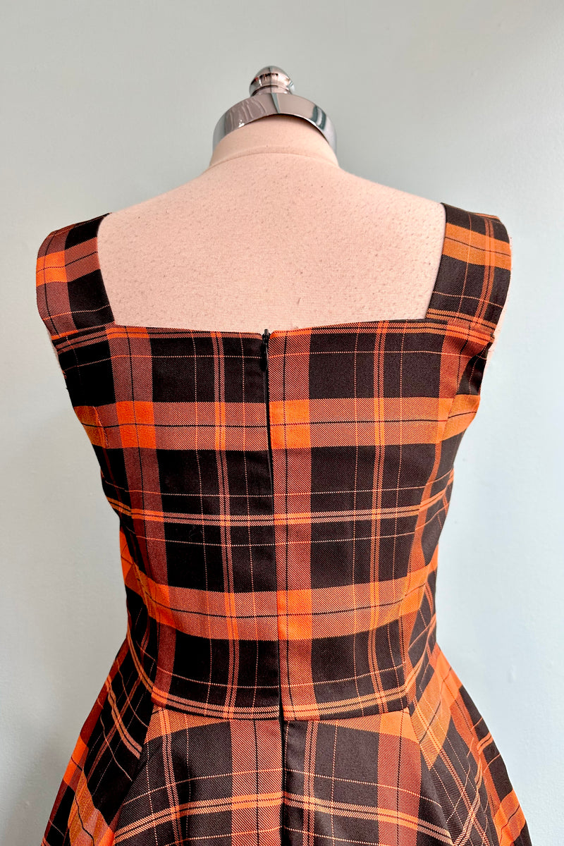 Eloise Pumpkin Check Pinafore Dress by Collectif