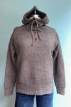 Detached Hood Button Front Knit Sweater in Mocha