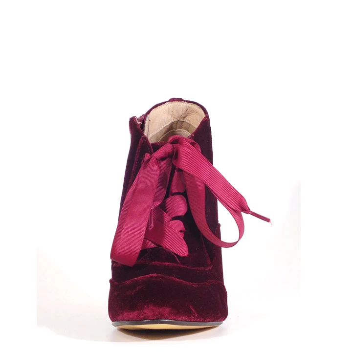 Burgundy velvet boots hot sale