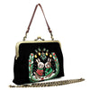Bunnies Kissing Under Mistletoe Kiss Lock Bag in Linen