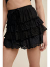 Black Lace Tiered Shorts