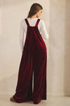 Burgundy Velvet Wide Leg Jumpsuit