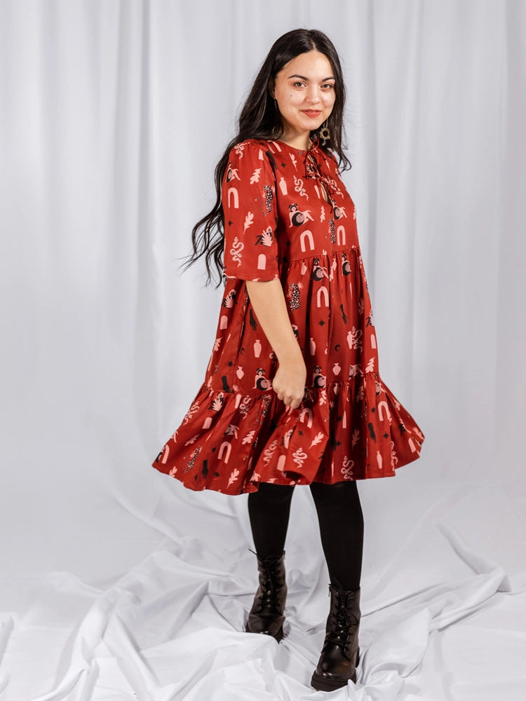Modern Objects Adelaide Mini Dress in Cranberry by Mata Traders