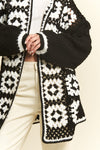 Granny Squares Open Cardigan in Black and White