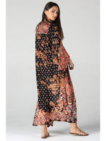 Bleached Tie Dye Printed Duster Top in Black by Angie