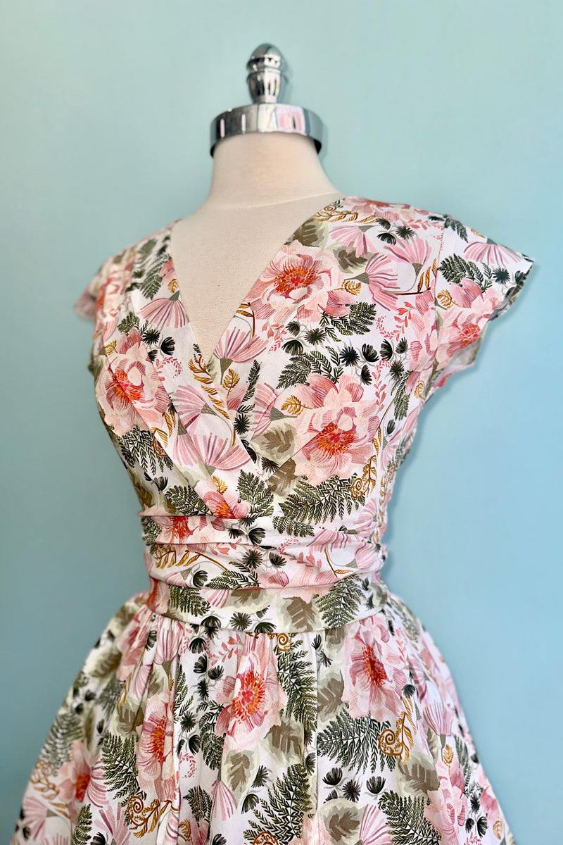 Pink and Green Floral Greta Dress by Retrolicious