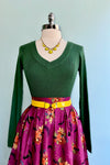 Green Ribbed V-Neck Sweater by Compania Fantastica
