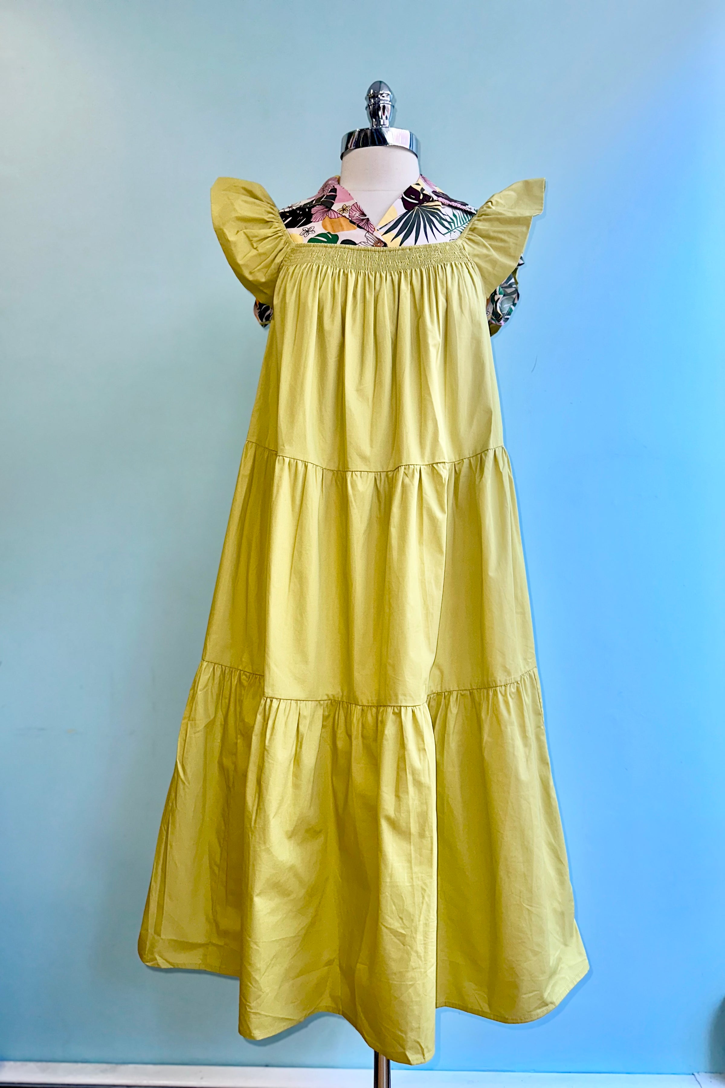 Chartreuse Square Neck Midi Dress – Modern Millie Chartreuse Square Neck Midi Dress – Modern Millie