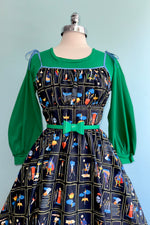 Tarot Card Shirred Bust Swing Dress
