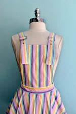 Hikari Rainbow Stripe Pinafore Mini Dress by Banned