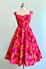 Pink and and Red Floral Bengaline Dress