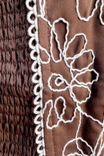 Brown Embroidered Tie Front Vest