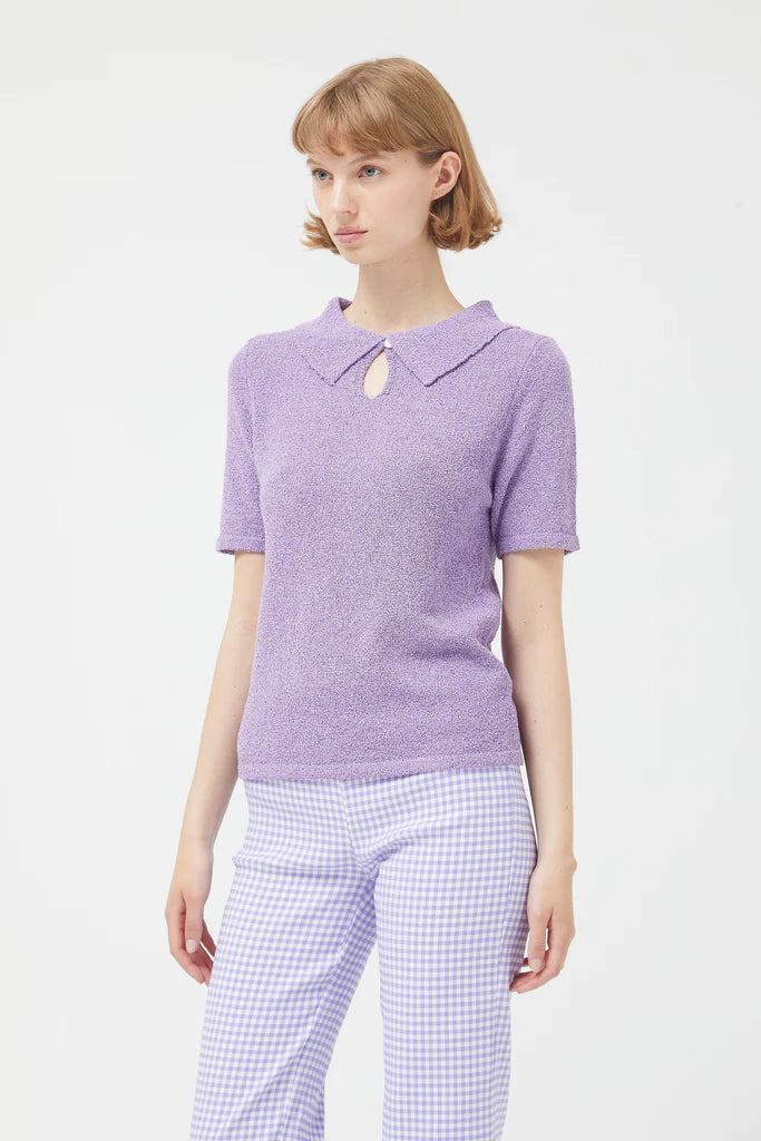Lavender Short Sleeve Polo Sweater by Compania Fantastica