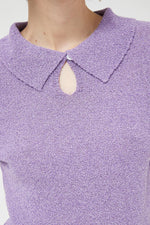 Lavender Short Sleeve Polo Sweater by Compania Fantastica