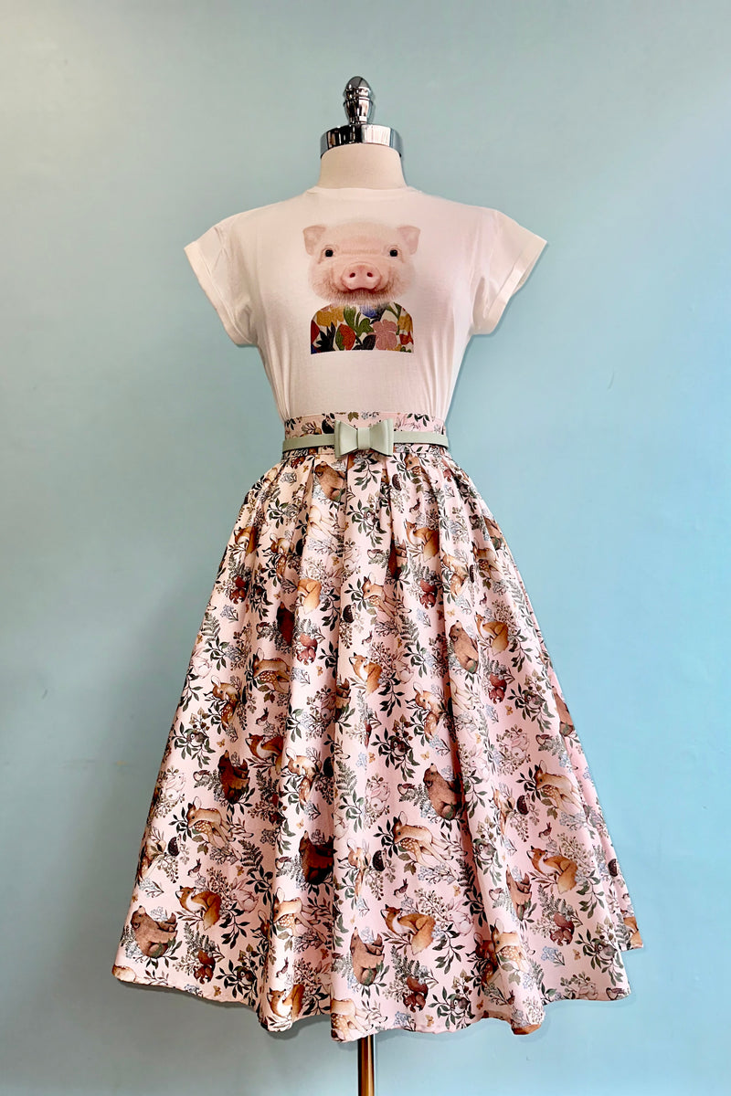 Pink Woodland Animals Doris Skirt by Retrolicious