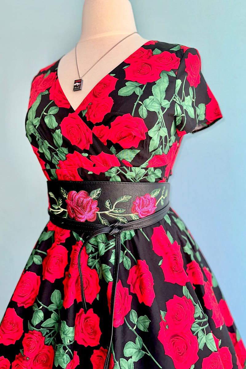 Red Roses Dolce Vita Dress by Hell Bunny