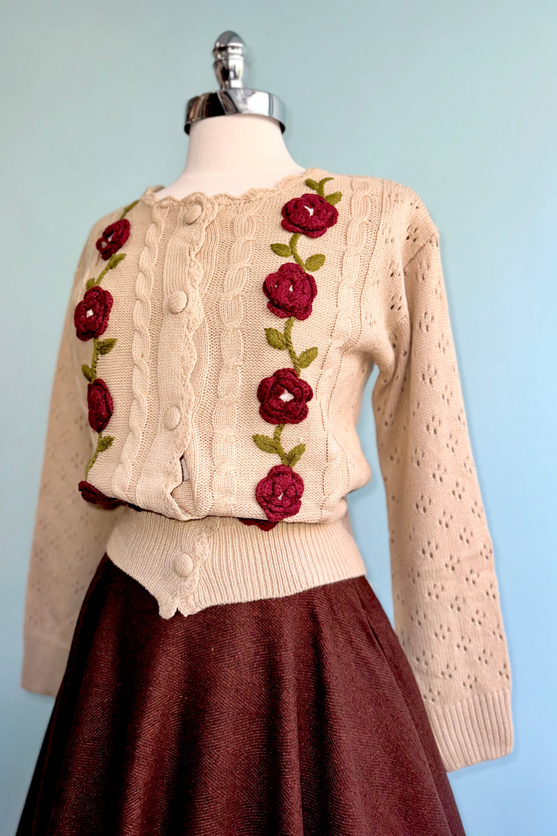 Burgundy Herringbone Sophie Skirt by Timeless London