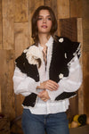 Crochet Ruffle Sleeve Sweater Vest in Black