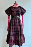 Navy Plaid Serena Midi Dress