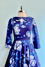 Blue Floral Dafney Swing Dress by Hearts & Roses London