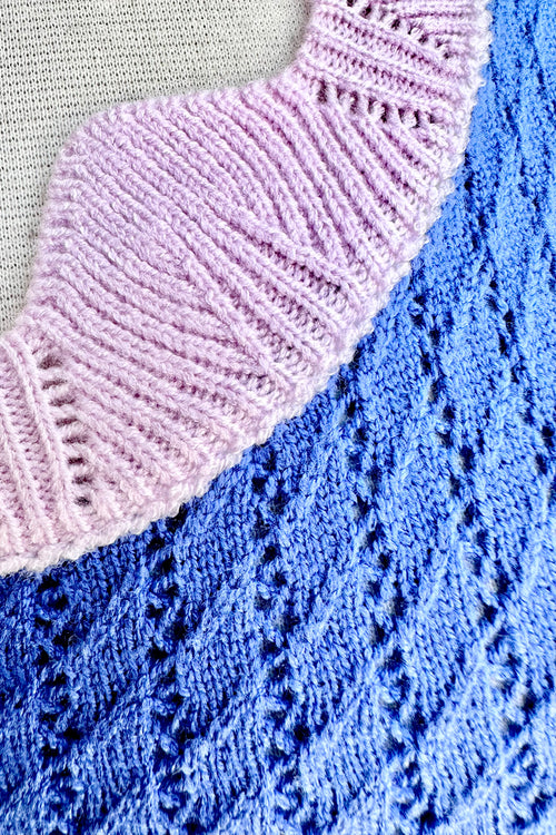 Azure Scalloped Pointelle Knit Tank Top