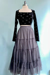 Charcoal Mesh Midi Skirt
