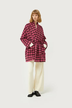 Pink Checkered Wrap Coat by Compania Fantastica