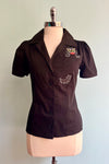 Black Cat Pocket Button Down Blouse