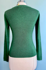 Green Ribbed V-Neck Sweater by Compania Fantastica