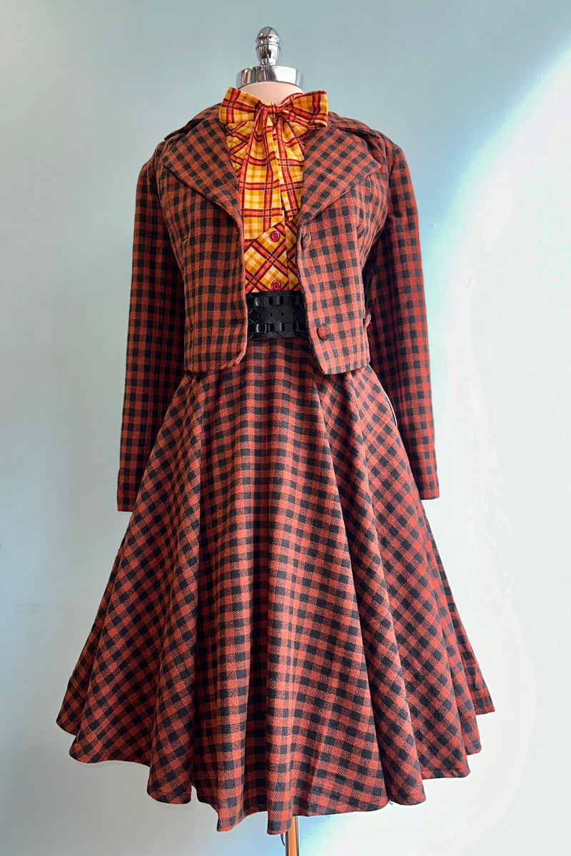 Copper and Black Check Sophie Skirt by Timeless London