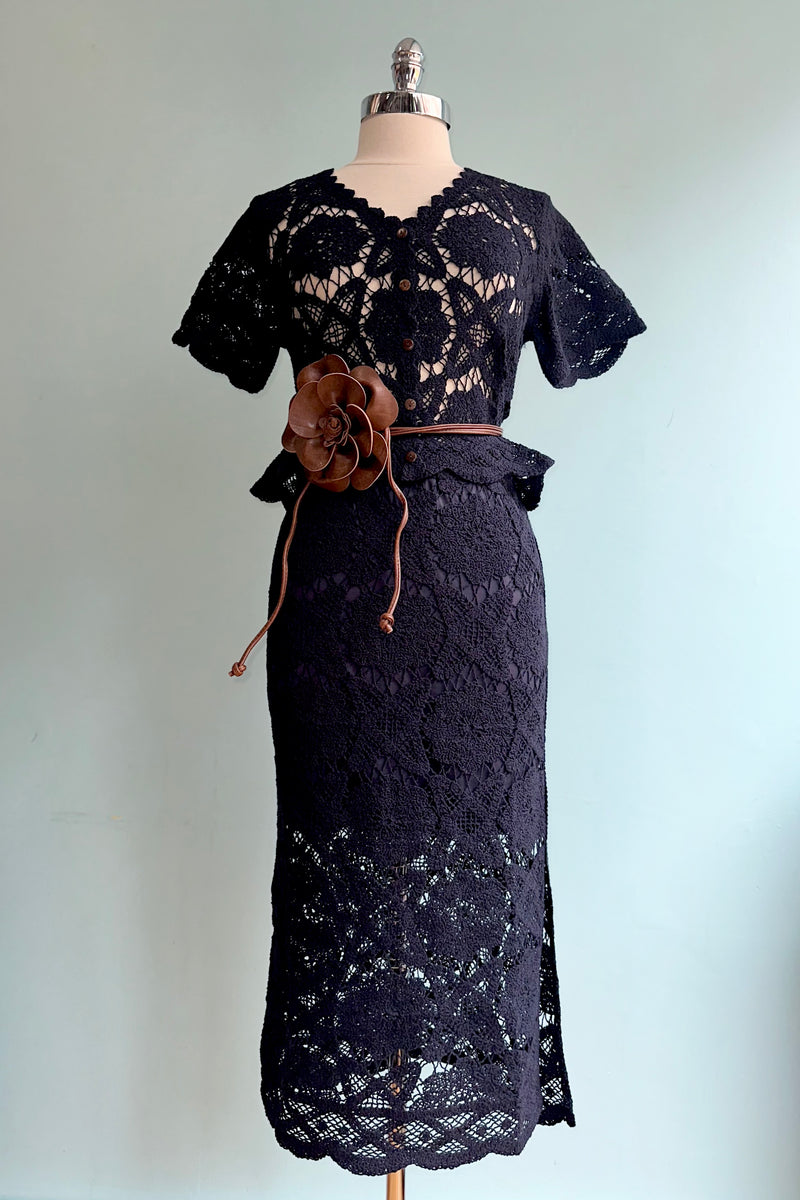 Navy Crochet Lace Midi Skirt – Modern Millie