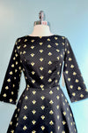 Black Bee Print 3/4 Sleeve Rounded Neck Dress by Eva Rose